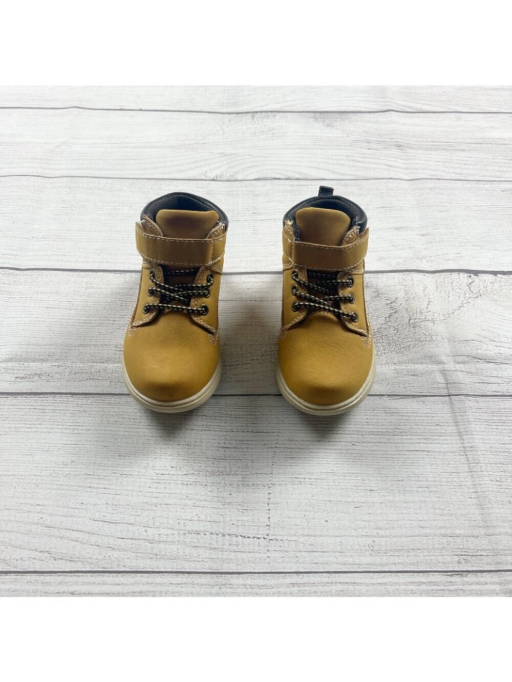Max & Jake Tan Boots Lace Up Faux Leather Sturdy Casual Shoes 7 - Picture 2 of 7
